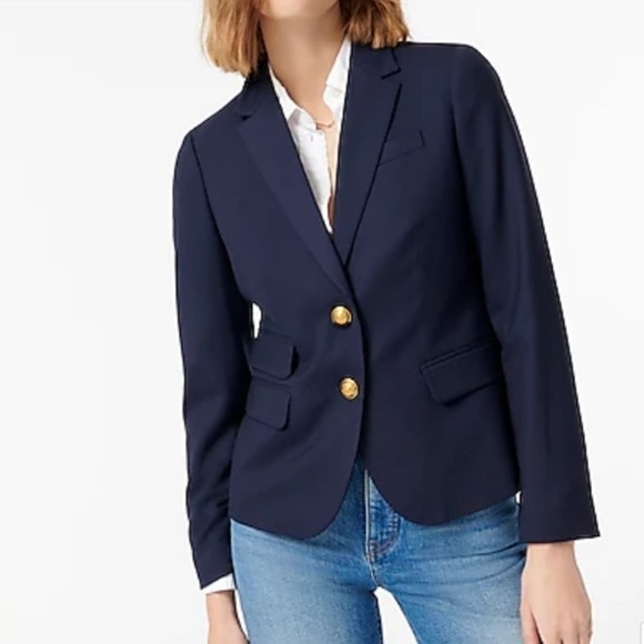 J. CREW school boy Blazer in Italian Stretch Wool Navy and Gold Button Details - Picture 12 of 13